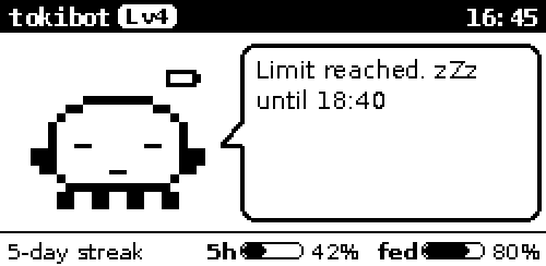 limit: rate limit, with reset time