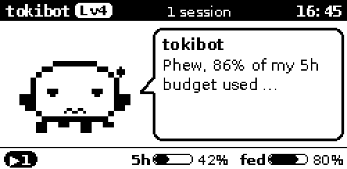 tired: 80 % of the 5-hour budget used